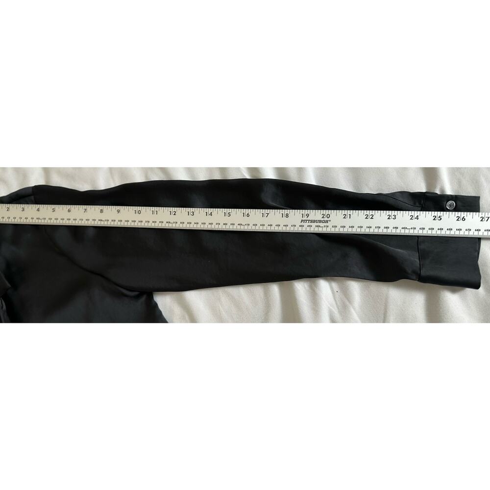 Aritzia Wilfred Tie-Front Blouse Womens Small Black Cupro Satin Long Sleeve Crop - Picture 5 of 9